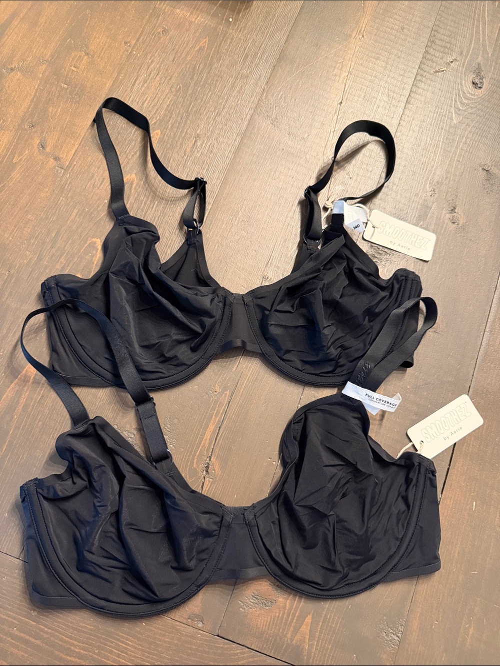 NWT Two Aerie Smoothez Mesh Full Coverage Bras Black 34D